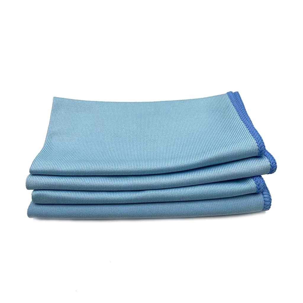 Glass cleaning cloth with two textured microfiber faces
