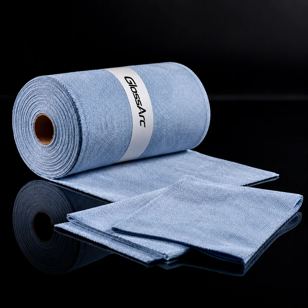 Roll of tear-away microfiber cleaning cloths